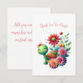 かわいいフローラウミガメありがとうノートカード サンキューカード (正面/裏面)