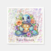 かわいいフローラウミガメと泡赤ちゃんシャワー スタンダードカクテルナプキン (正面)