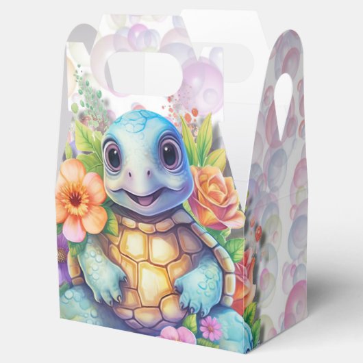 かわいいフローラウミガメと泡赤ちゃんシャワー フェイバーボックス (オープン)