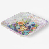 かわいいフローラウミガメと泡赤ちゃんシャワー ペーパープレート (傾斜あり)