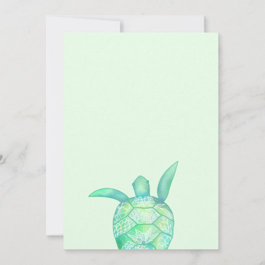 かわいいフローラウミガメ夏の水色の赤ちゃんシャワー 招待状 (裏面)