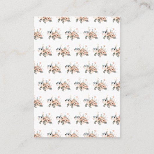 かわいいフローラウミガメ赤ちゃんシャワー予約リクエスト エンクロージャーカード (裏面)