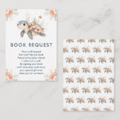 かわいいフローラウミガメ赤ちゃんシャワー予約リクエスト エンクロージャーカード (正面/裏面)