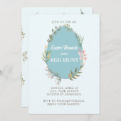 かわいいフローラエッグイースターブランチ卵狩り招待状 招待状 (正面/裏面)