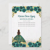 かわいいフローラエメラルドグリーンホースチャラキンセアニェラ 招待状 (裏面)