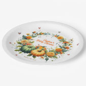 かわいいフローラオレンジグリーンカボチャ赤ちゃんシャワー ペーパープレート (アングル)