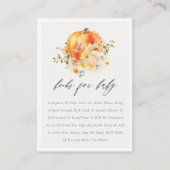 かわいいフローラオレンジ色のカボチャの本の赤ちゃんシャワー エンクロージャーカード (正面)