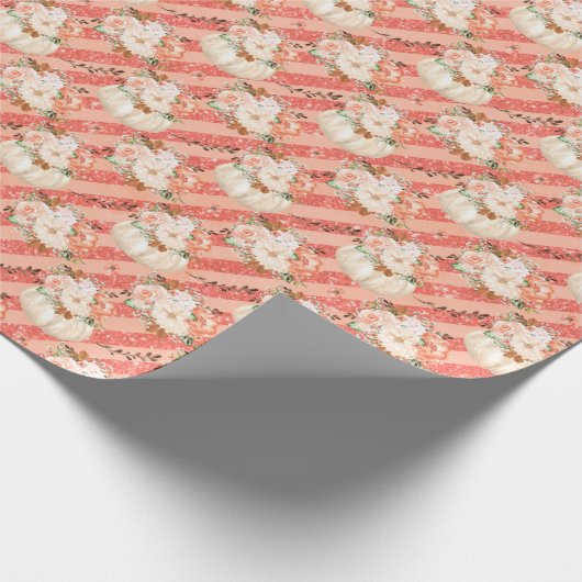 かわいいフローラカボチャ誕生日ガールベビーシャワーギフト ラッピングペーパー (角)