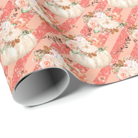 かわいいフローラカボチャ誕生日ガールベビーシャワーギフト ラッピングペーパー (ロールコーナー)