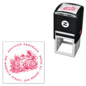 かわいいフローラカメラ名&ラウンド差出人住所 セルフインキングスタンプ (インサイチュ)