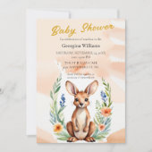 かわいいフローラカンガルーベビーシャワー 招待状 (正面)