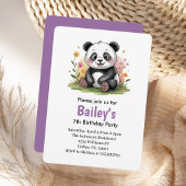 かわいいフローラキッズパンダ誕生日パーティー 招待状