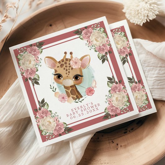 かわいいフローラキリン水の色の女の子ベビーシャワー スタンダードカクテルナプキン