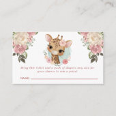 かわいいフローラキリン赤ちゃんシャワーおむつラッフル エンクロージャーカード (正面)
