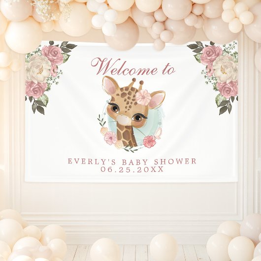 かわいいフローラキリン赤ちゃんシャワーへようこそ 横断幕