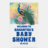 かわいいフローラクジャク赤ちゃんシャワーウェルカムフロステッド アクリルサイン (正面)