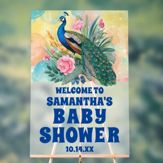 かわいいフローラクジャク赤ちゃんシャワーウェルカムフロステッド アクリルサイン (ニュートラル)