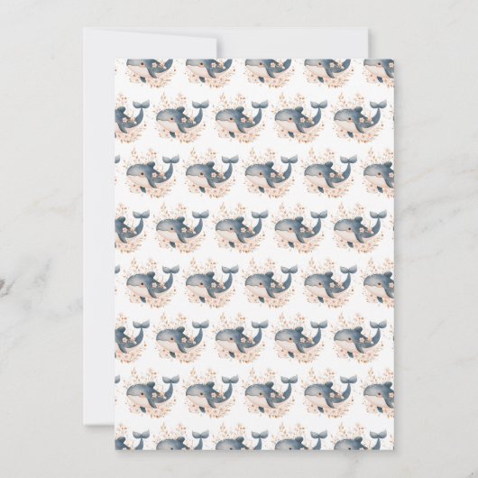 かわいいフローラクジラ誕生日パーティー 招待状 (裏面)