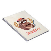 かわいいフローラクラウンウォーターカラーラクーン ノートブック (右側)