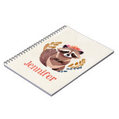 かわいいフローラクラウンウォーターカラーラクーン ノートブック (左側)