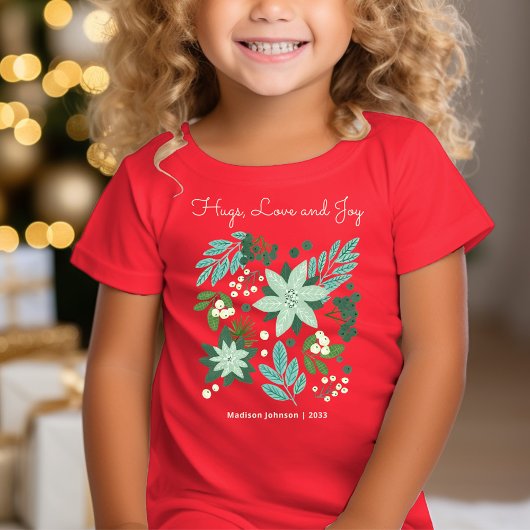 かわいいフローラクリスマスパーティー赤 Tシャツ