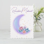 かわいいフローラクレセントイスラムのラマダンムバラク シーズンカード (スタンド正面)