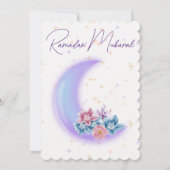 かわいいフローラクレセントイスラムのラマダンムバラク シーズンカード (正面)