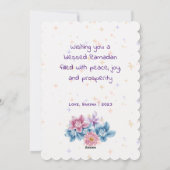 かわいいフローラクレセントイスラムのラマダンムバラク シーズンカード (裏面)