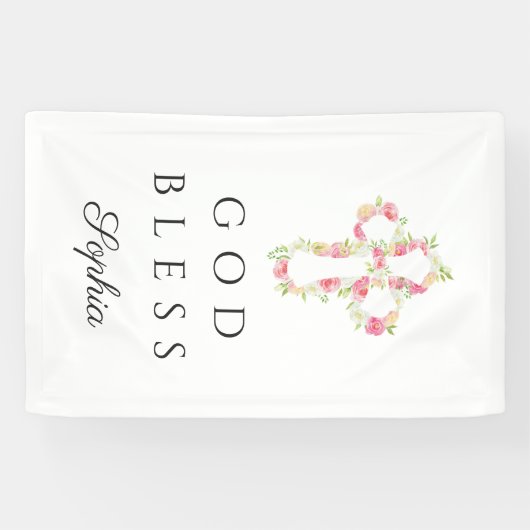 かわいいフローラクロス宗教少女の神の祝福 横断幕 (横)