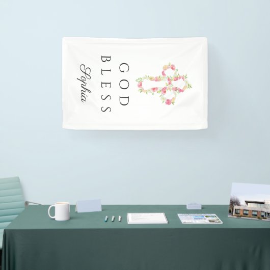 かわいいフローラクロス宗教少女の神の祝福 横断幕 (トレードショー)