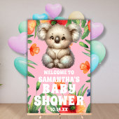 かわいいフローラコアラピンクベビーシャワーウェルカム アクリルサイン