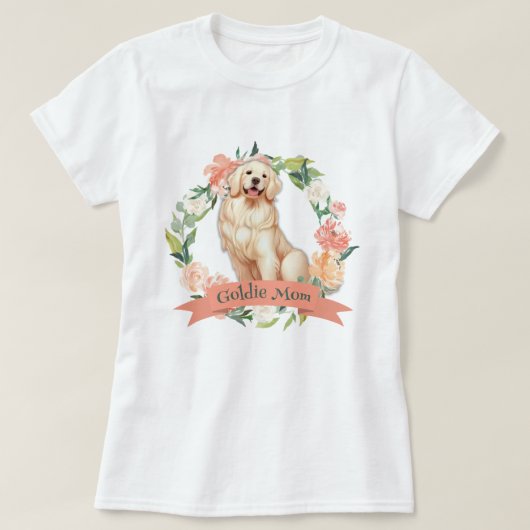 かわいいフローラゴールデンレトリバーママ Tシャツ (デザイン正面)