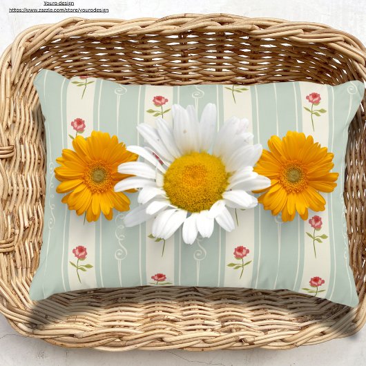 かわいいフローラシャビーシックなレトロパターンブルー アクセントクッション