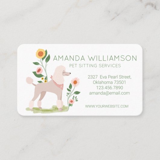 かわいいフローラショークリッププードルドッグケアサービス 名刺 (正面)