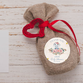 かわいいフローラゾウありがとう赤ちゃんシャワー ラウンドシール