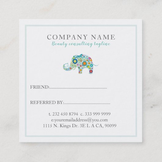 かわいいフローラゾウ紹介カード 紹介カード (裏面)