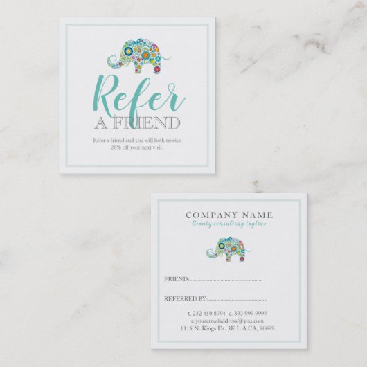 かわいいフローラゾウ紹介カード 紹介カード (正面/裏面)