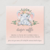 かわいいフローラゾウ赤ちゃんシャワーおむつラッフル エンクロージャーカード (正面)