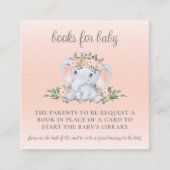 かわいいフローラゾウ赤ちゃんシャワーブックリクエスト エンクロージャーカード (正面)