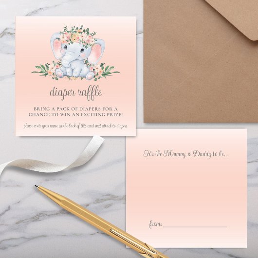 かわいいフローラゾウ赤ちゃんシャワーブックリクエスト エンクロージャーカード
