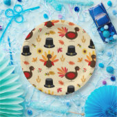 かわいいフローラターキーハッピー感謝祭ナプキン ペーパープレート (パーティー)