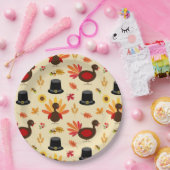 かわいいフローラターキーハッピー感謝祭ナプキン ペーパープレート (パーティー)