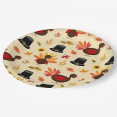 かわいいフローラターキーハッピー感謝祭ナプキン ペーパープレート (アングル)