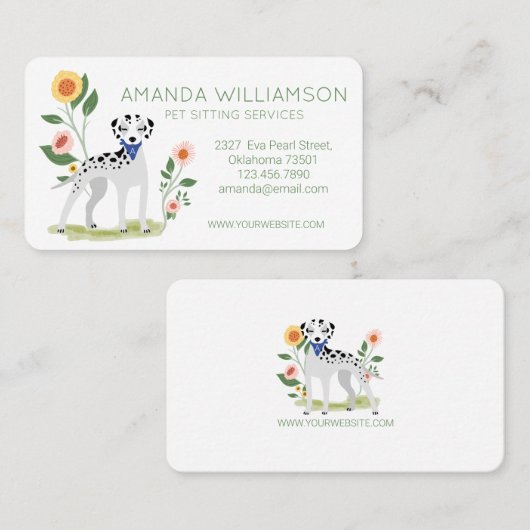 かわいいフローラダルマティアンドッグケアサービス 名刺 (正面/裏面)