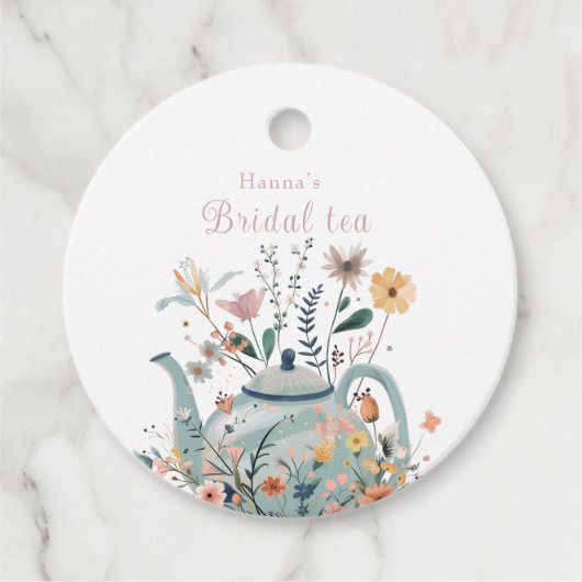 かわいいフローラティーパーティーブライダルシャワー フェイバータグ (正面)