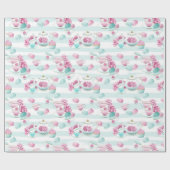かわいいフローラティーパーティーラップ ラッピングペーパー (フラット)
