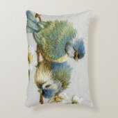 かわいいフローラティール(緑がかった色)ミントグリーン刺繍バード アクセントクッション (正面(垂直))