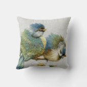 かわいいフローラティール(緑がかった色)ミントグリーン刺繍バード クッション (裏面)