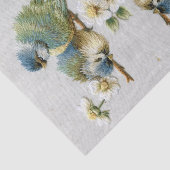 かわいいフローラティール（緑がかった色）ミントグリーン刺繍バード 薄葉紙 (詳細)