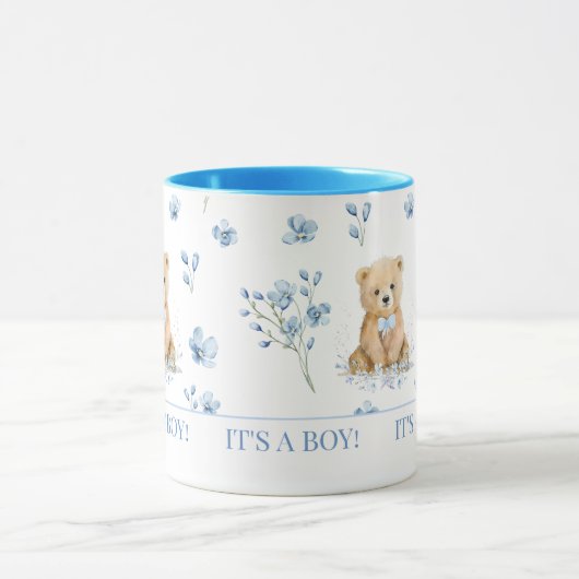 かわいいフローラテディベア赤ちゃんシャワーのギフトマグ マグカップ (中央)